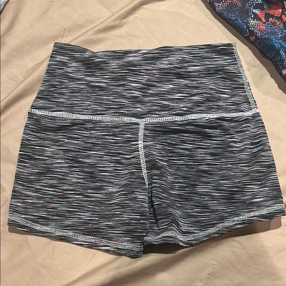 Women's Black and Gray Patterned Shorts